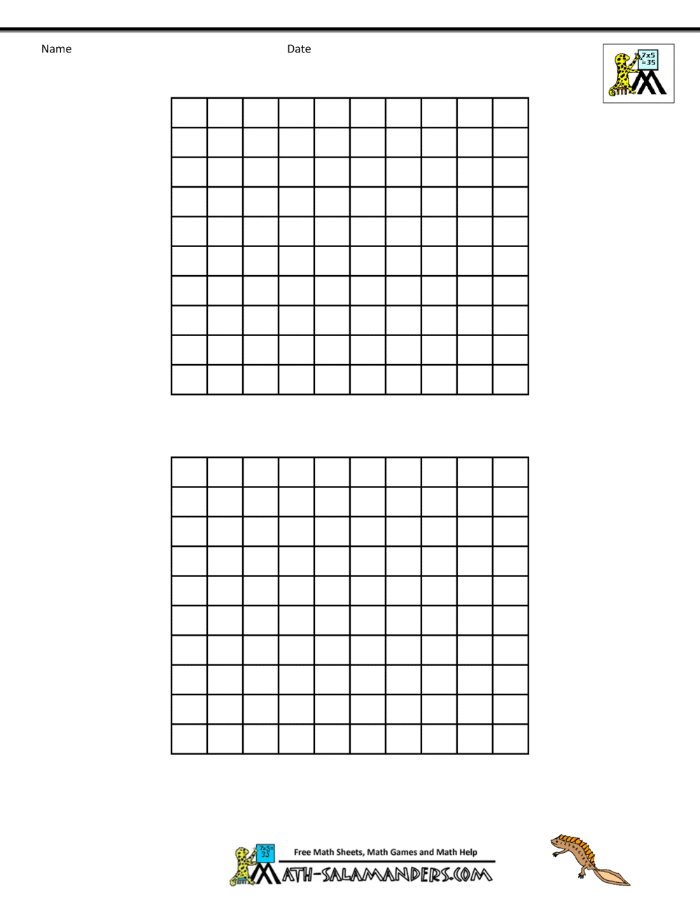 Free Printable Blank Hundreds Chart