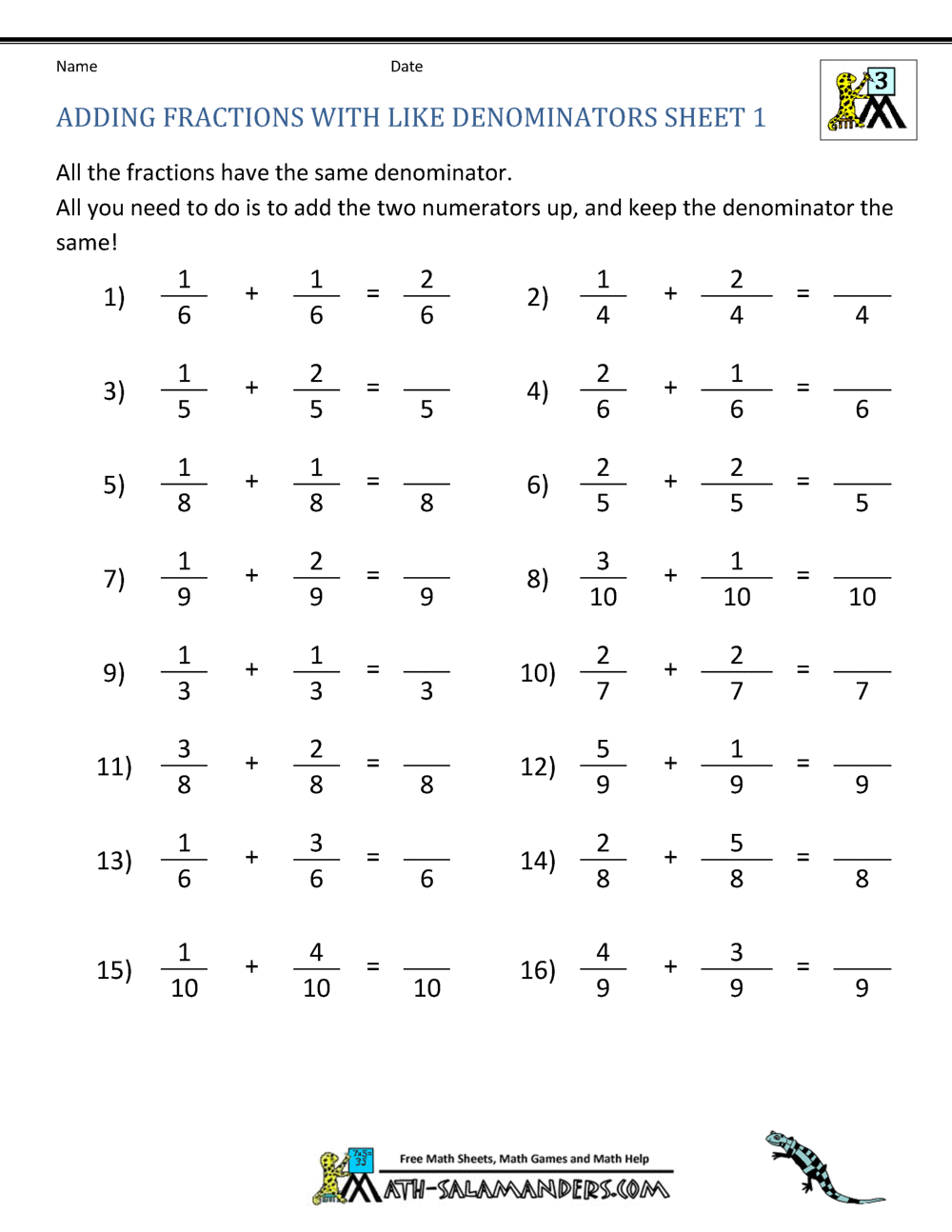Adding fraction homework help
