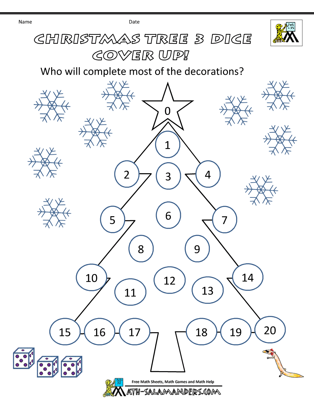 Christmas Math Activities Free Printable