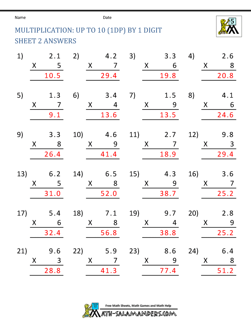 Double Cross Math Worksheet Answers