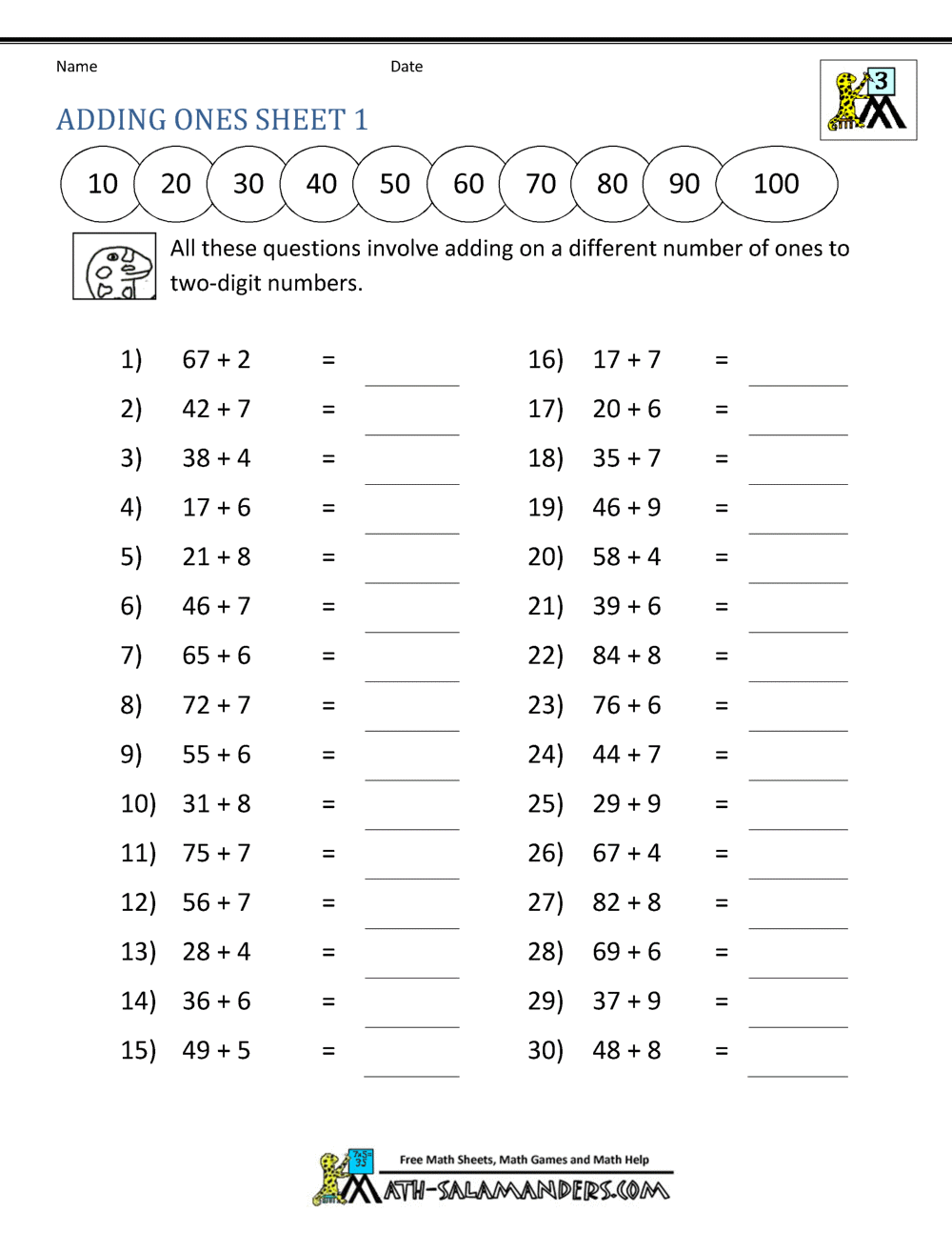 Printable 3rd Grade Math Worksheets Free