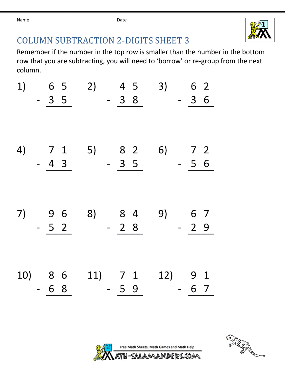 subtracting-from-20-worksheets
