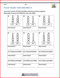 Math Place Value Worksheets to 100