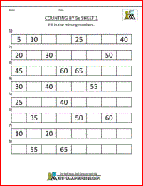 1st Grade Math Worksheets Counting by 1s 5s and 10s