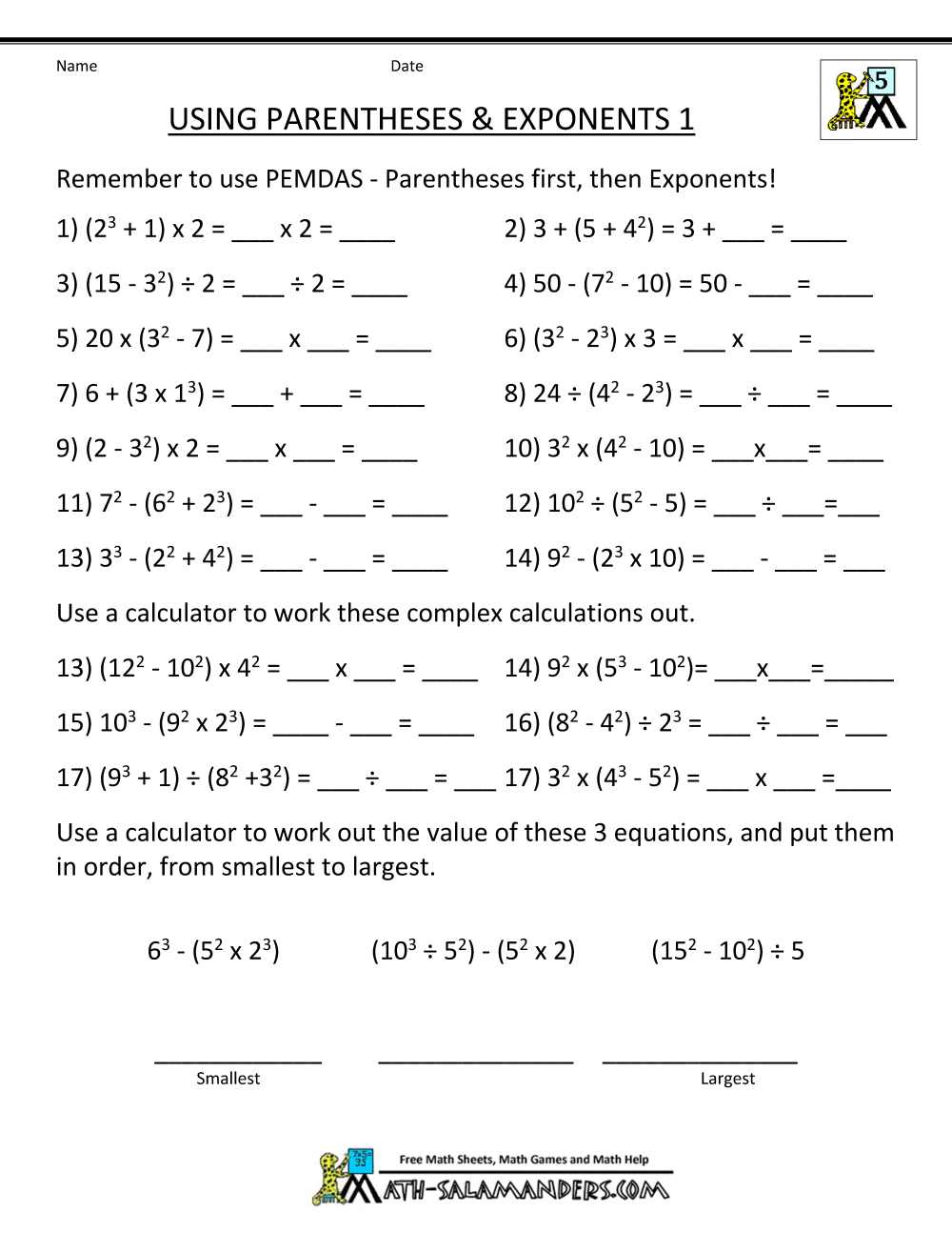 Math Worksheets 5th Grade Complex Calculations math worksheets, multiplication, grade worksheets, and alphabet worksheets Math Worksheets Powers And Exponents 1294 x 1000