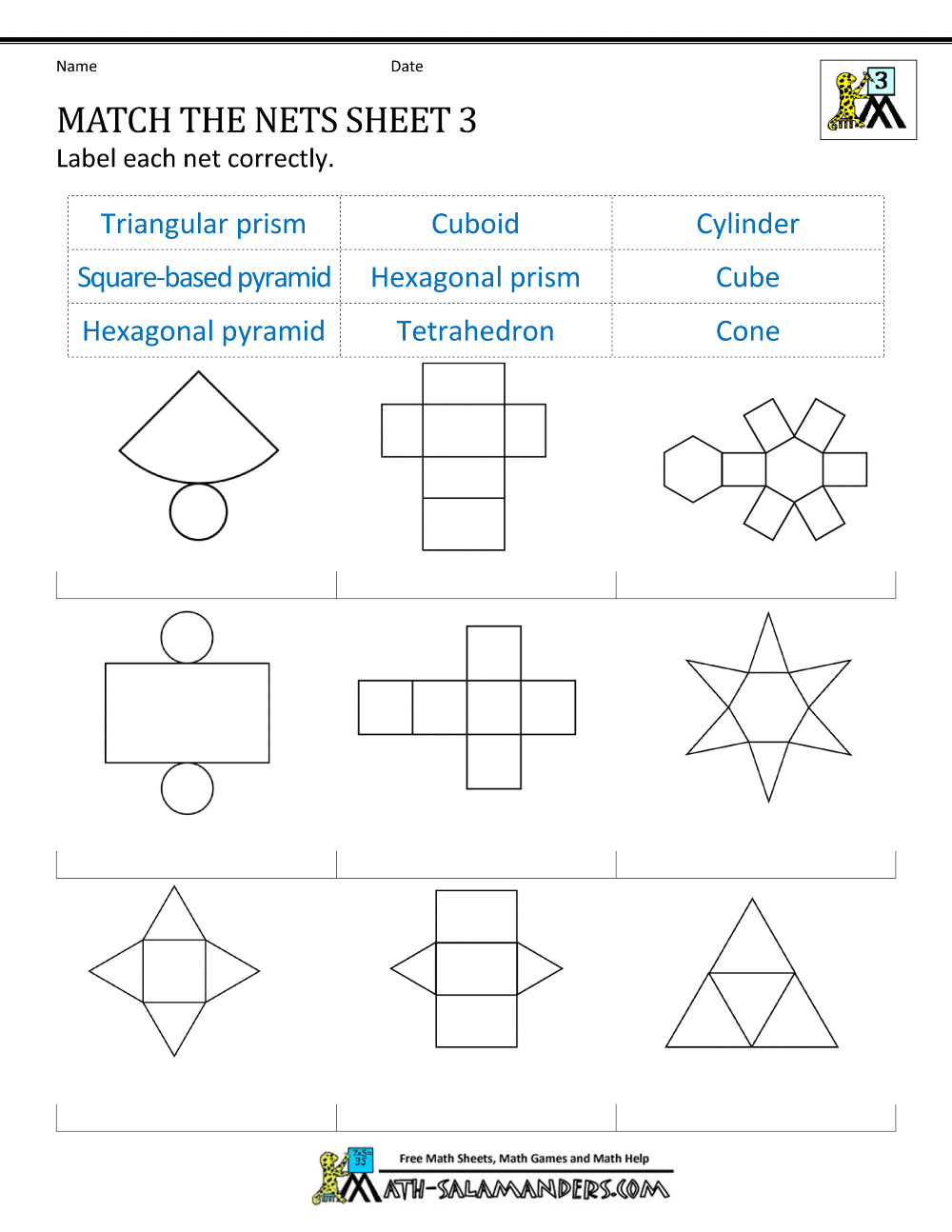 Geometry Nets Information Page printable worksheets, math worksheets, multiplication, education, free worksheets, and worksheets Nets Of 3d Shapes Worksheets 1294 x 1000
