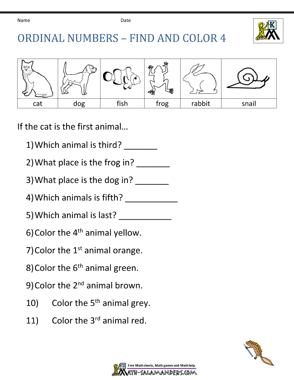 ordinal-number-worksheets