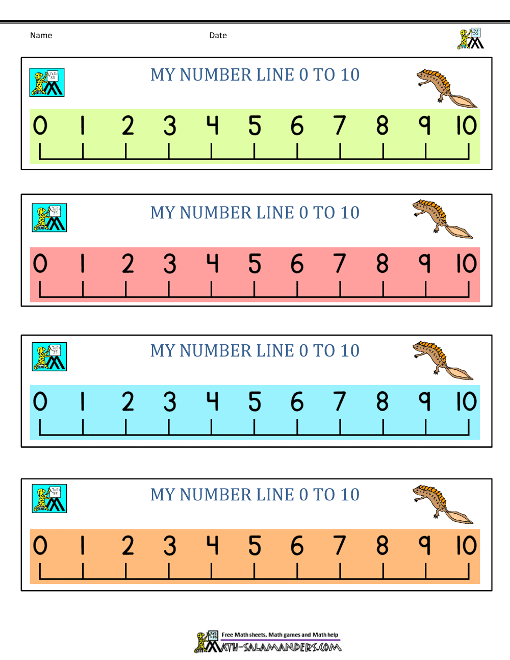 Kindergarten Number Line Printable Printable Word Searches