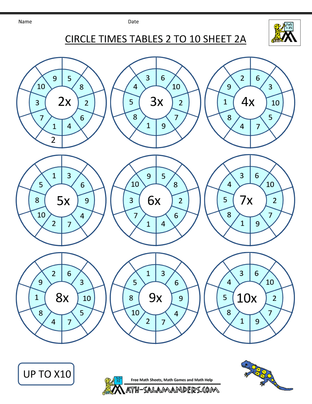 Times Tables Worksheets Circles 1 To 10 Times Tables