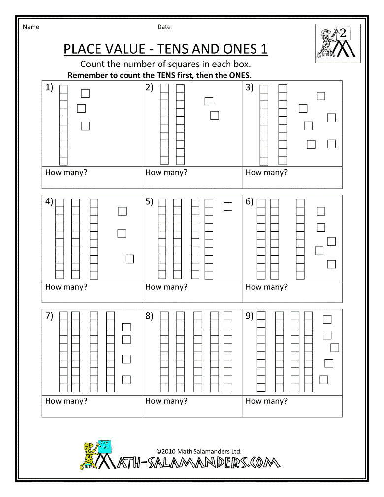 worksheet on tens and ones for grade 1 Tens subtraction