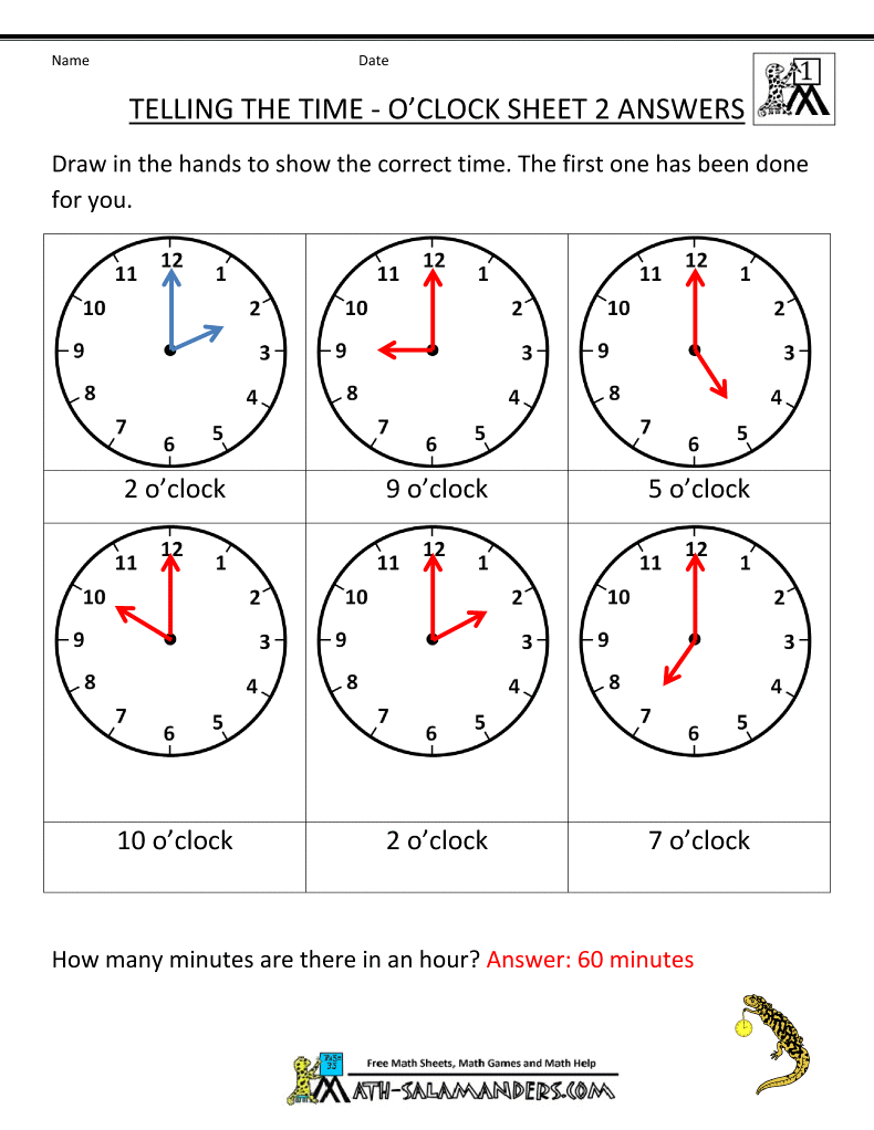 clock worksheets telling the time oclock 2ans