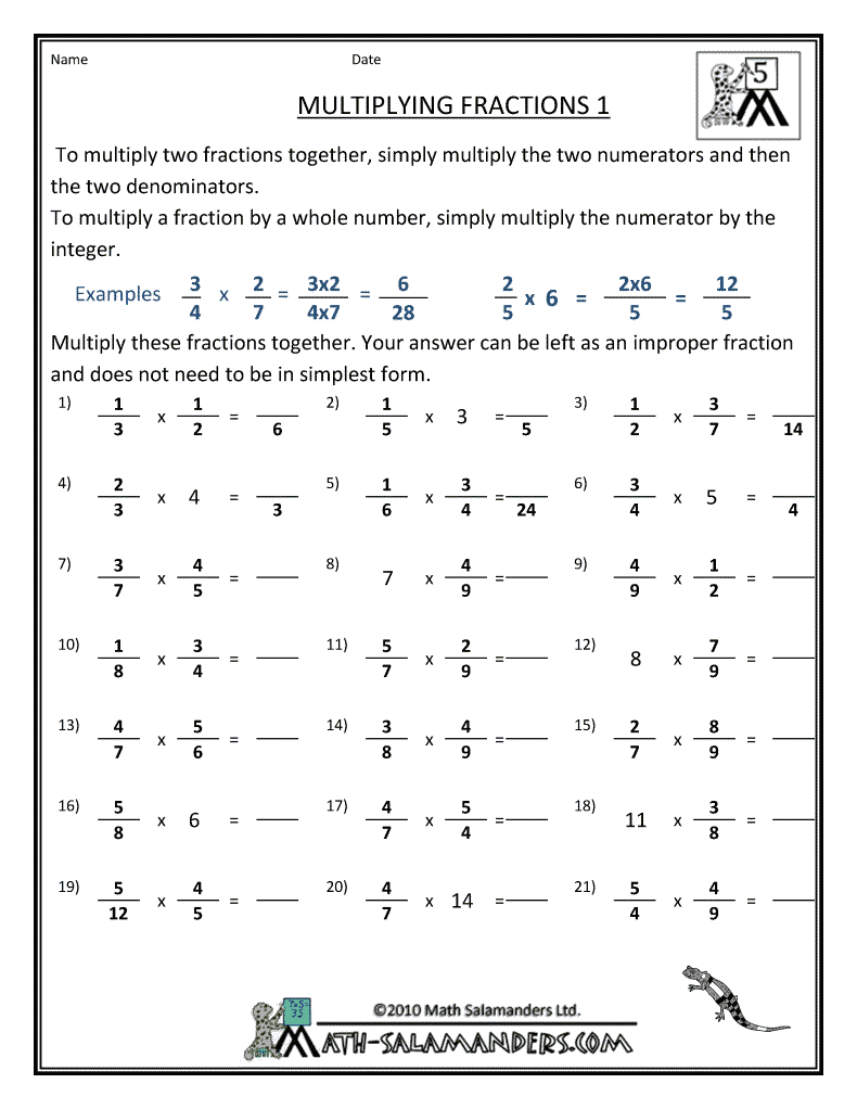 Free Printable Division Of Fractions Worksheets