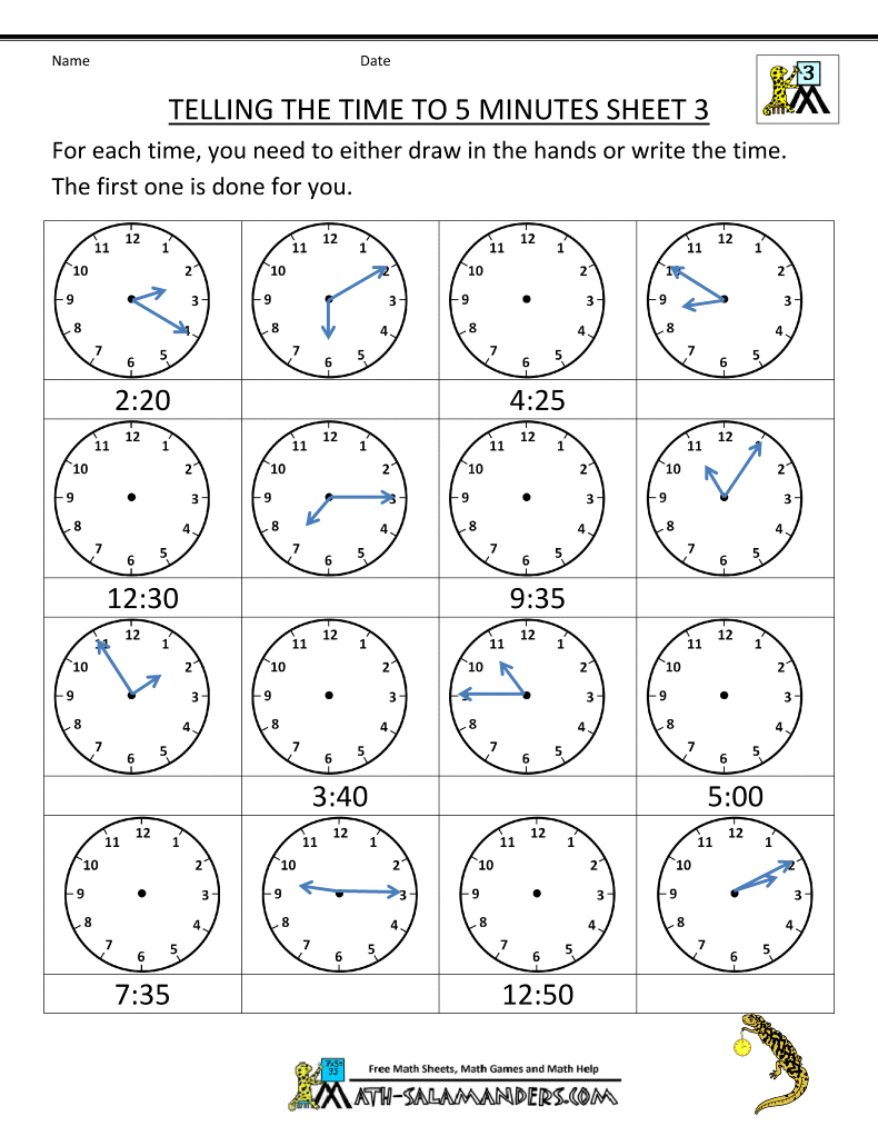 telling-time-clock-worksheets-to-5-minutes