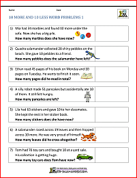 10 more 10 less word problems 1