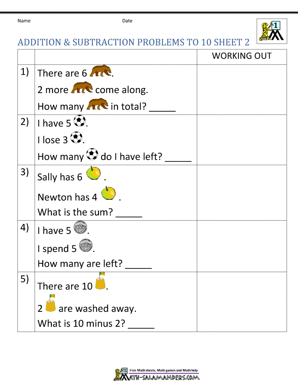 word problems addition and subtraction grade 1