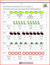 First Grade Addition worksheets image