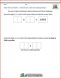 2 digit multiplication worksheets challenge 2 digits by 2 digits 2