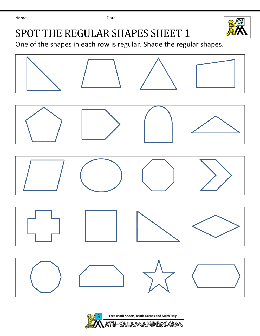 Regular Shapes In Polygon And Angles Worksheet