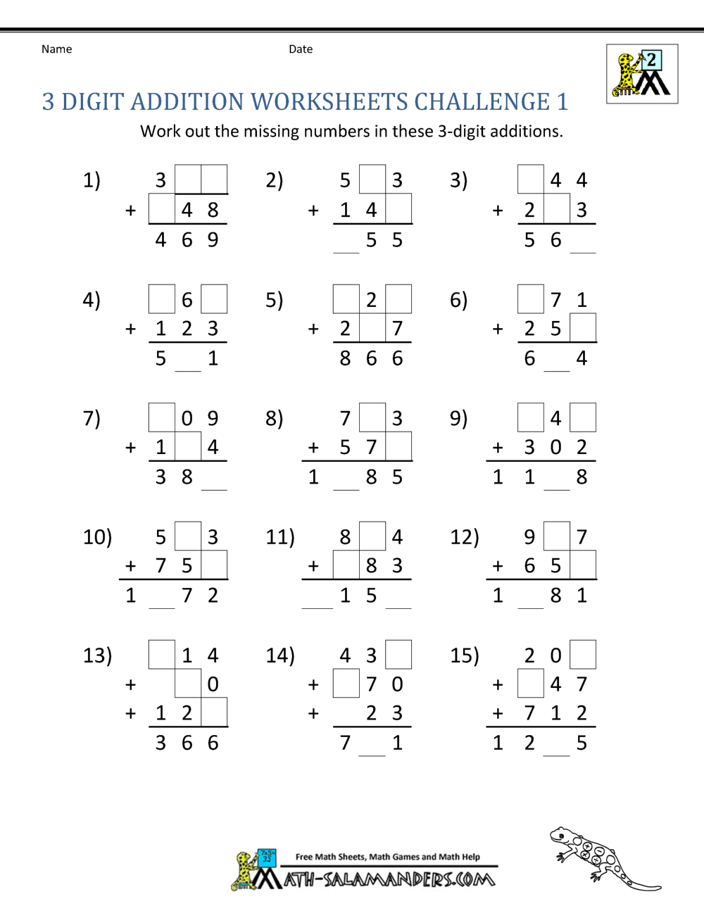 23 Digit Addition Worksheets With Adding Three Numbers Worksheet