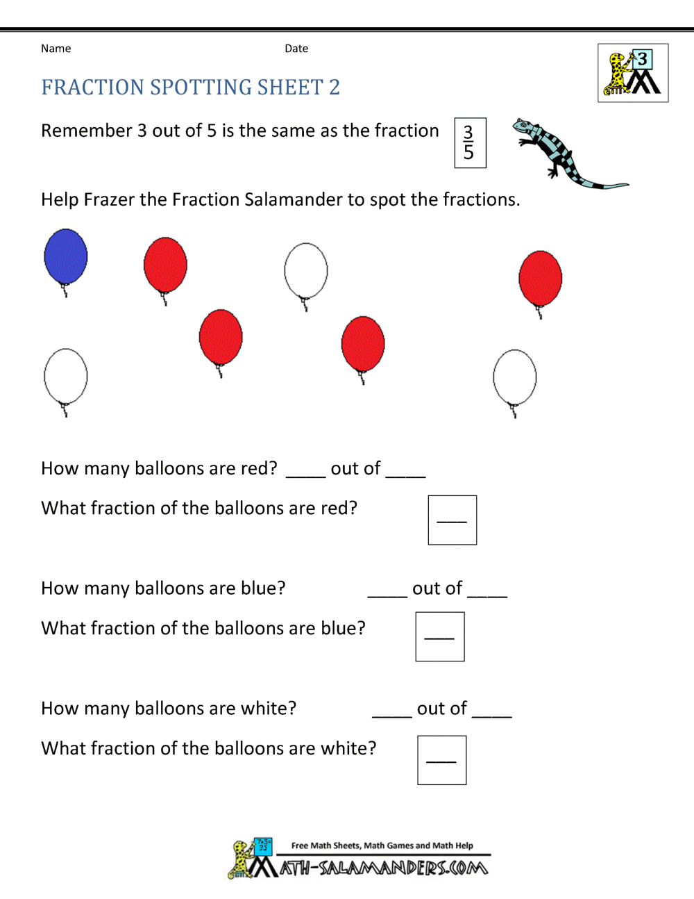 fraction worksheet for grade 2