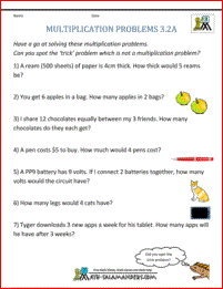 multiplication word problem worksheets 3rd grade