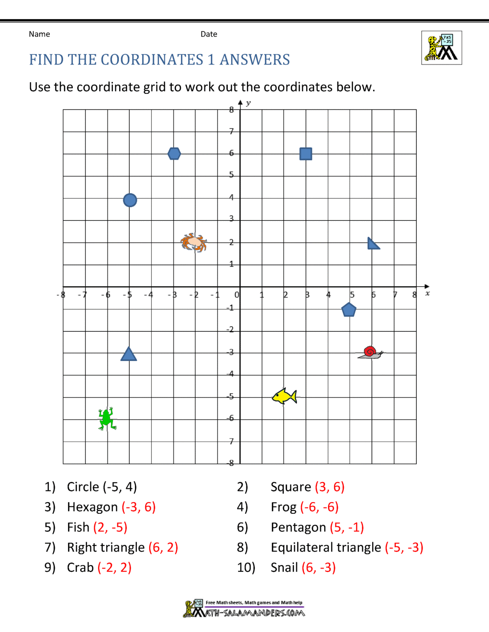 Coordinate Plane Worksheets - 4 quadrants