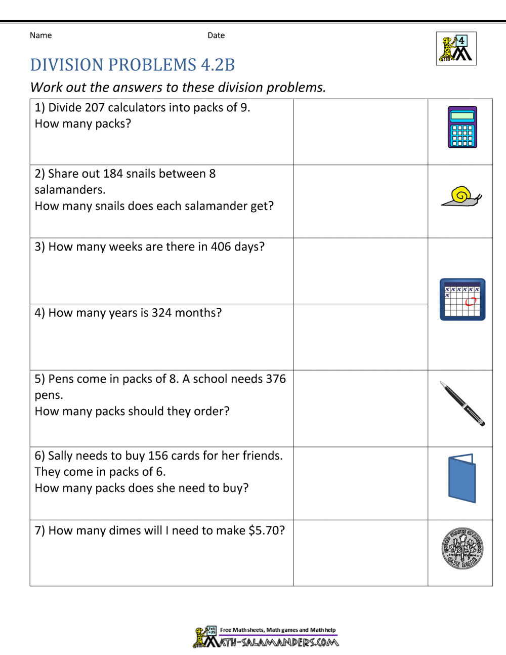 division worksheets for grade 4