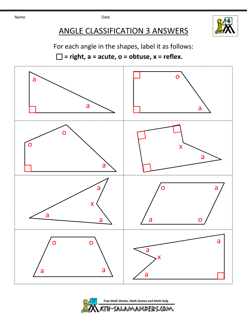 22th Grade Geometry Inside Polygon And Angles Worksheet