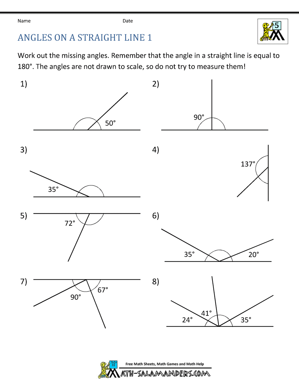22th Grade Geometry For Lines And Angles Worksheet