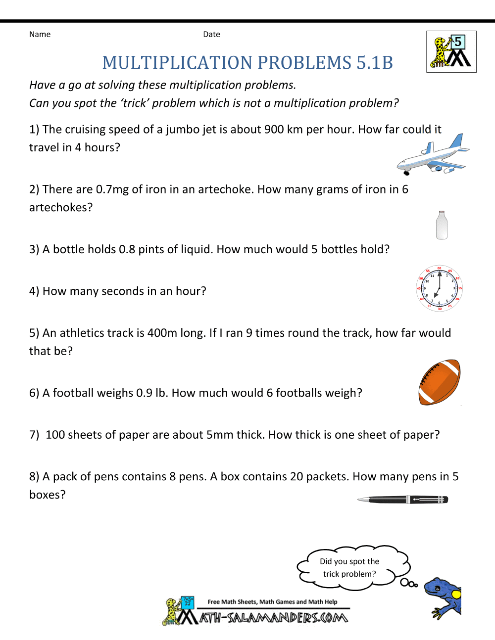 5th grade multiplication word problems worksheets pdf