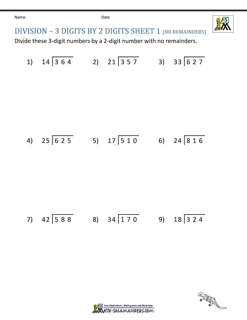 printable division worksheets grade 5