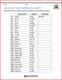 6th grade math worksheet calculate the expression 1