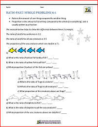 6th grade ratio problems part to whole problems 6-1