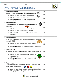 6th grade ratio problems part to whole problems 6-2