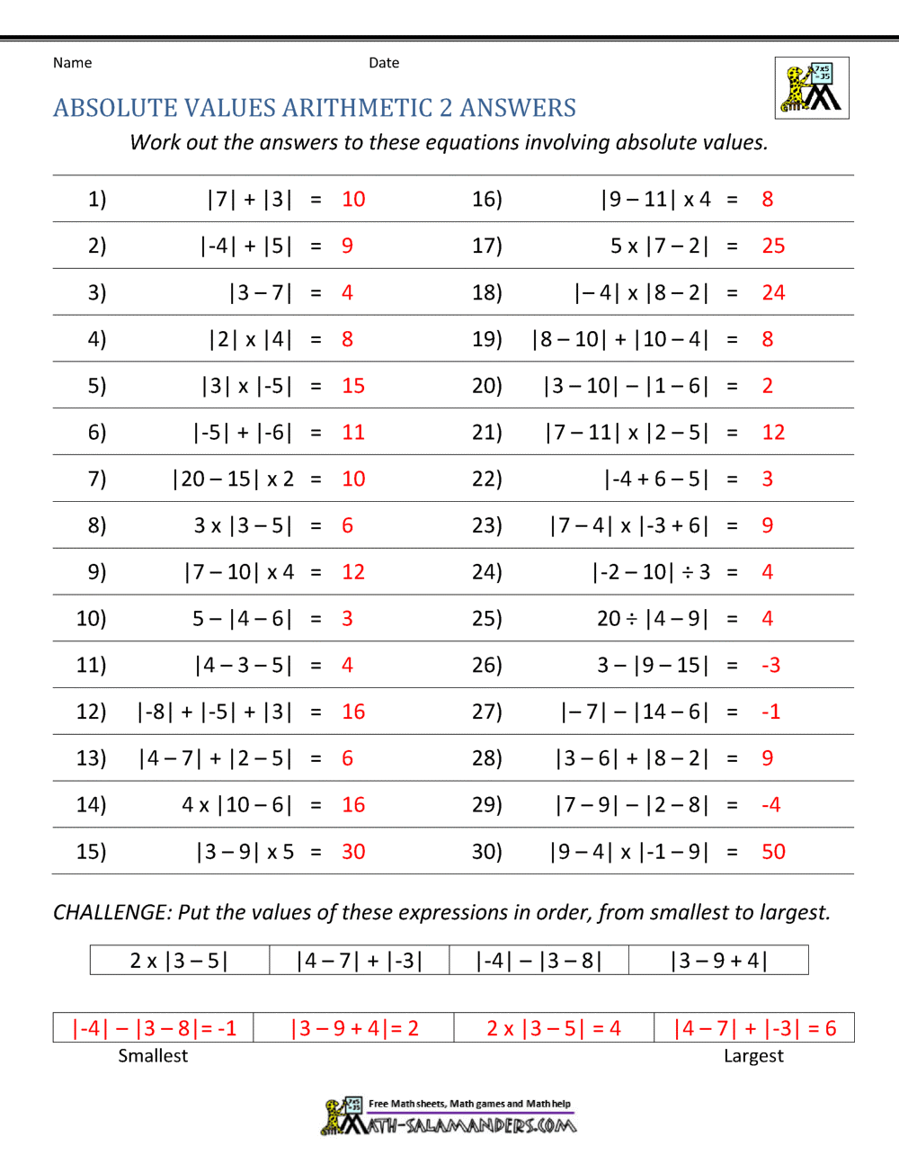 Absolute Value Worksheets Pertaining To Absolute Value Equations Worksheet