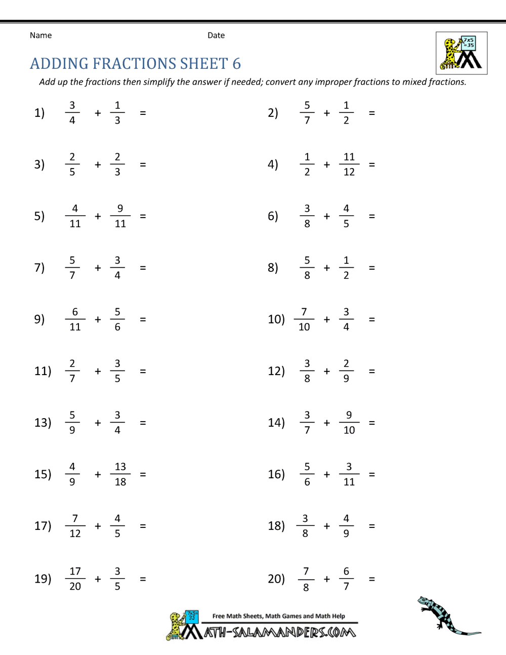 Adding Fractions Worksheets With Adding Rational Numbers Worksheet