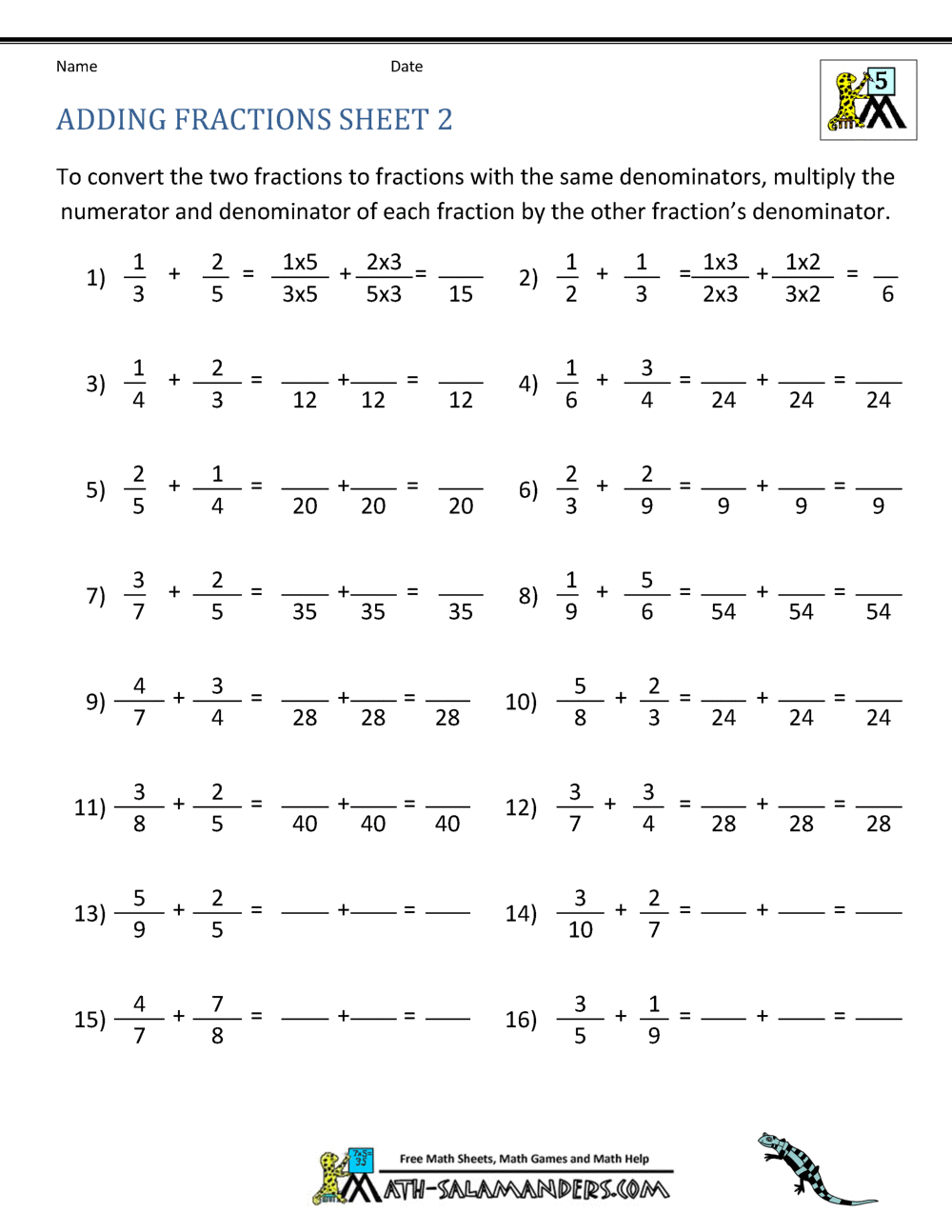 problems solving in adding fractions