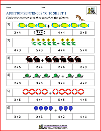 addition worksheets for kindergarten image