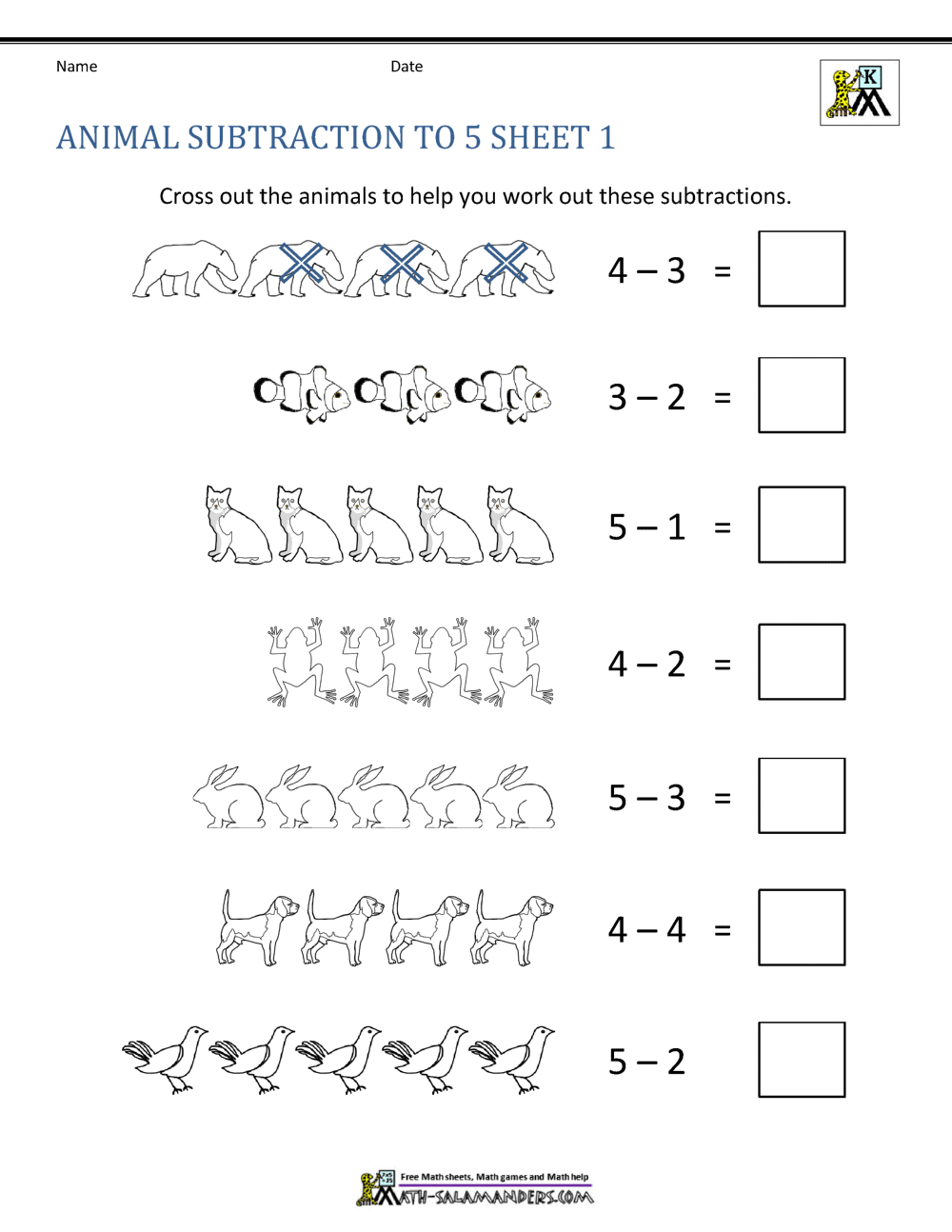 Kindergarten Subtraction Worksheets Pertaining To Subtraction Worksheet For Kindergarten
