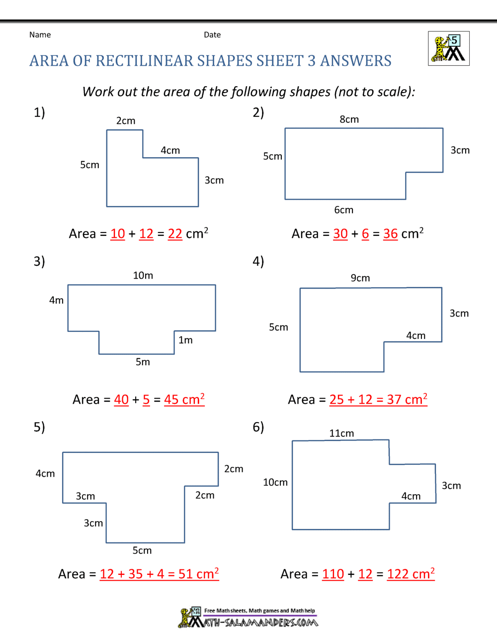 Area of Rectangle Worksheets Throughout Area Of Composite Figures Worksheet