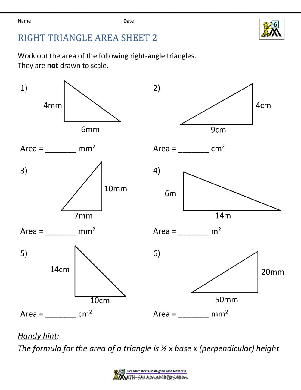 Area of Right Triangle Worksheets With Regard To Right Triangle Word Problems Worksheet