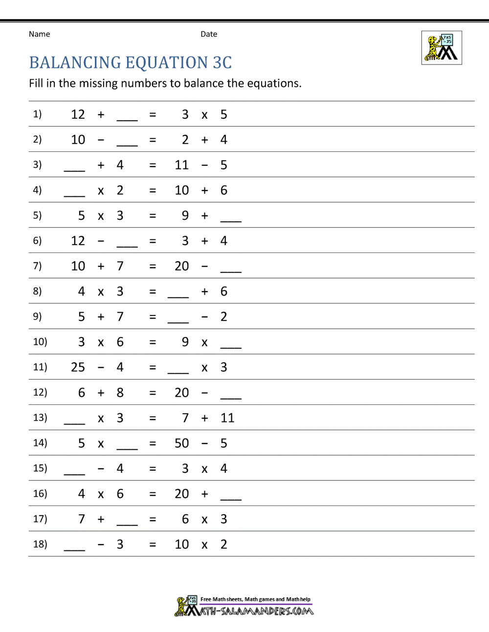 Balancing Math Equations Throughout Properties Of Equality Worksheet