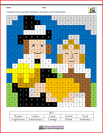 color by number thanksgiving pilgrims 0 to 9