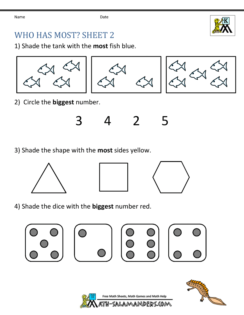 Printable Kindergarten Math Worksheets Comparing Numbers ...