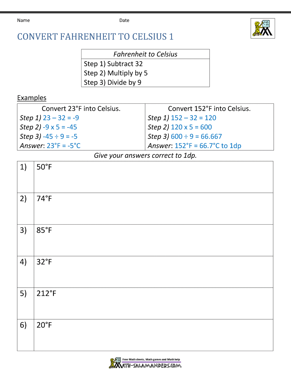 Temperature Conversion Worksheet For Temperature Conversion Worksheet Answers