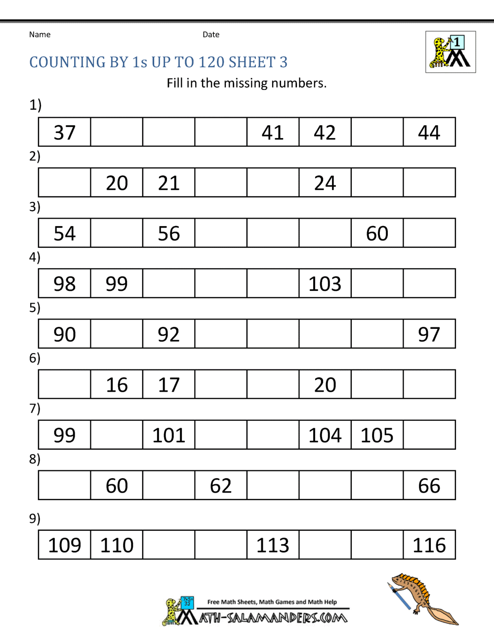 1111st Grade Math Worksheets Counting by 1111s 11s and 11111s Regarding Counting In 5s Worksheet