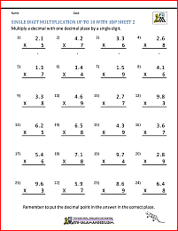 decimal multiplication worksheets 5th grade