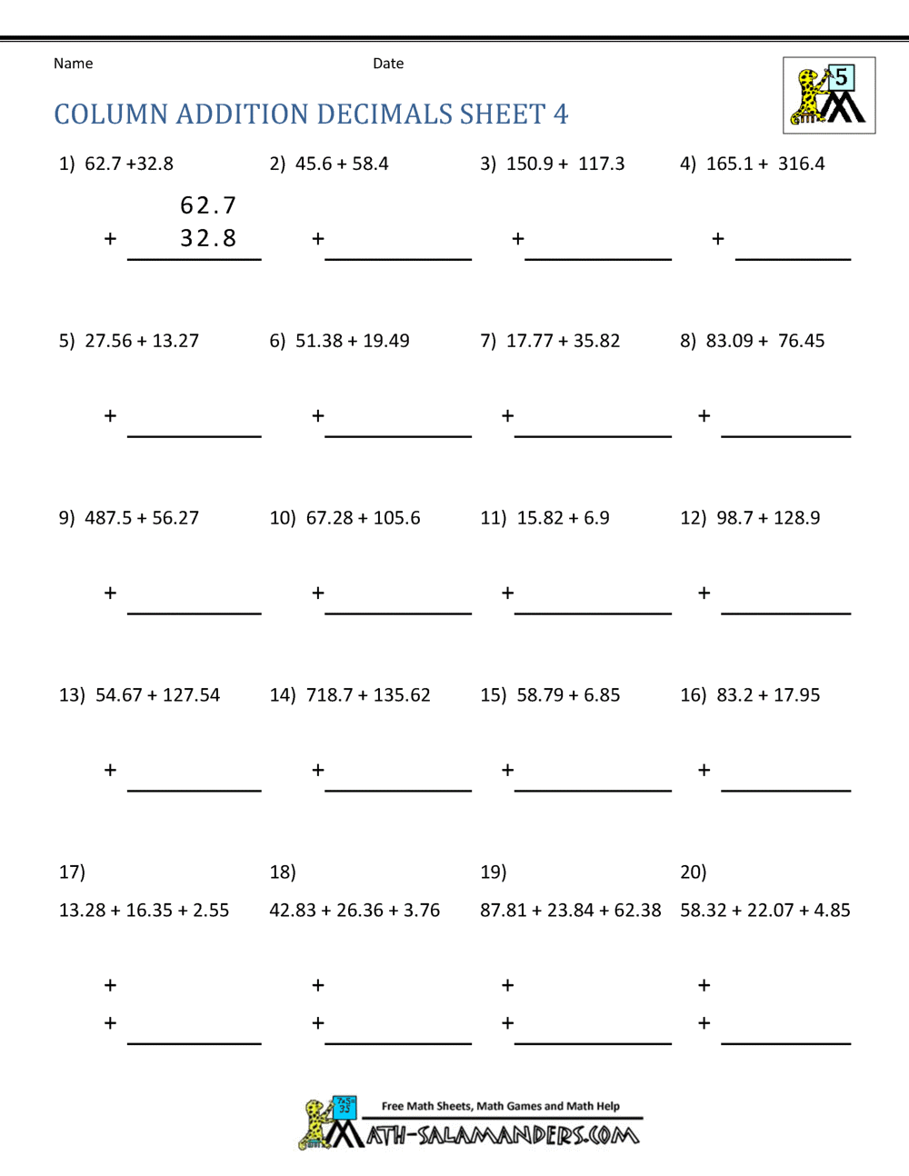 adding-decimal-worksheets