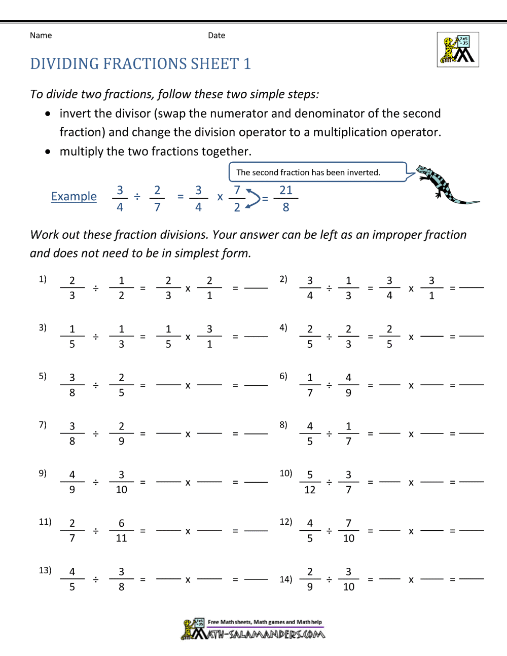 Dividing Fractions Worksheet With Dividing Fractions Word Problems Worksheet