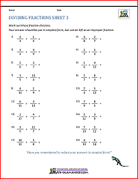 dividing fractions worksheet